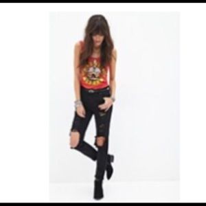 NWT Forever 21 Black Distressed Jeans Size 29